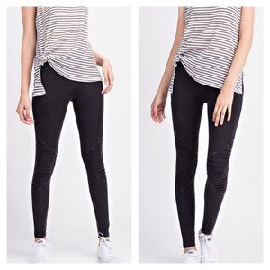 Pants - Mineral Washed Moto Leggings Black Acid Washed Pants - Mineral Washed Moto Leggings Black Acid Washed